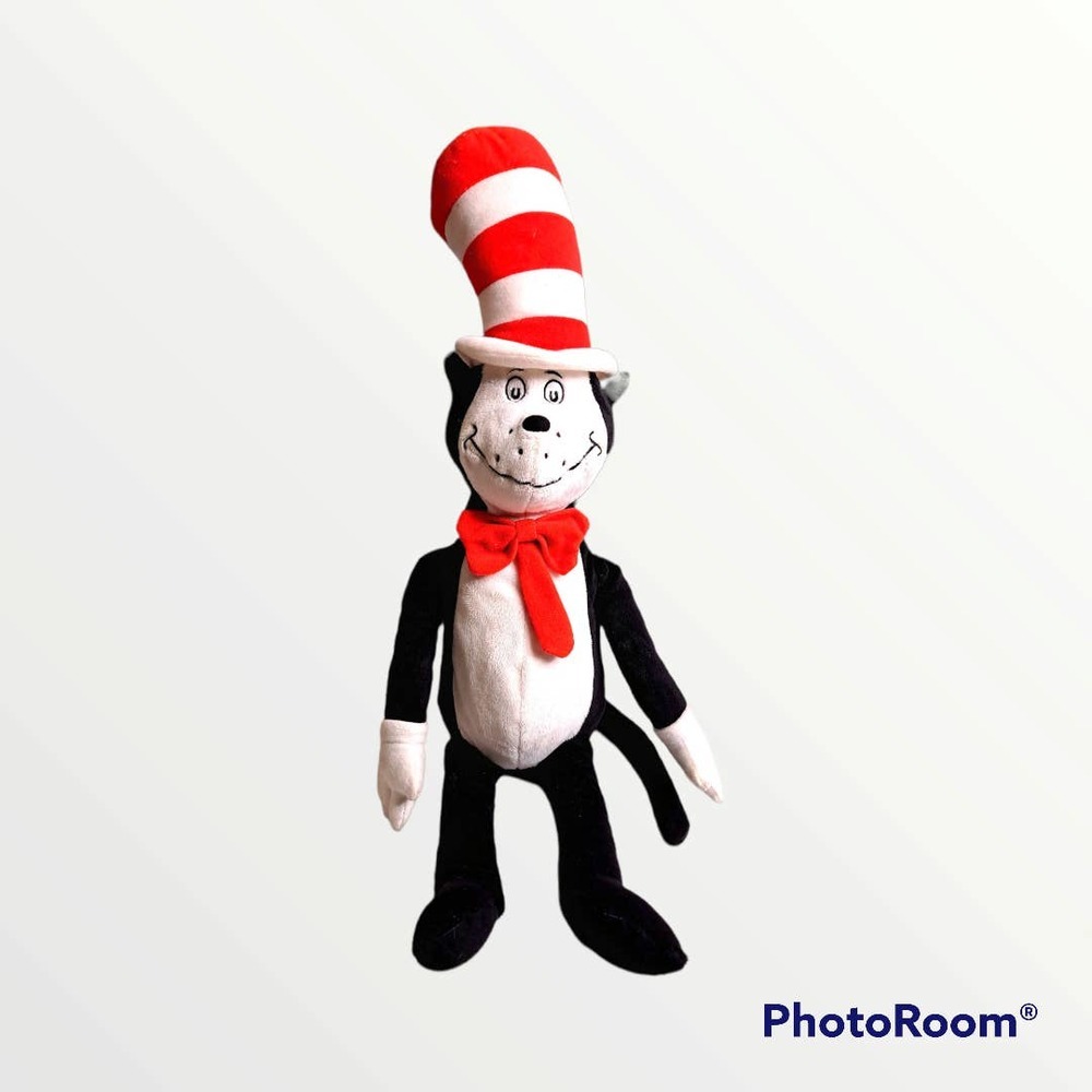 Khols Dr. Seuss c at in the hat plush 16 inch doll black, red, and white.